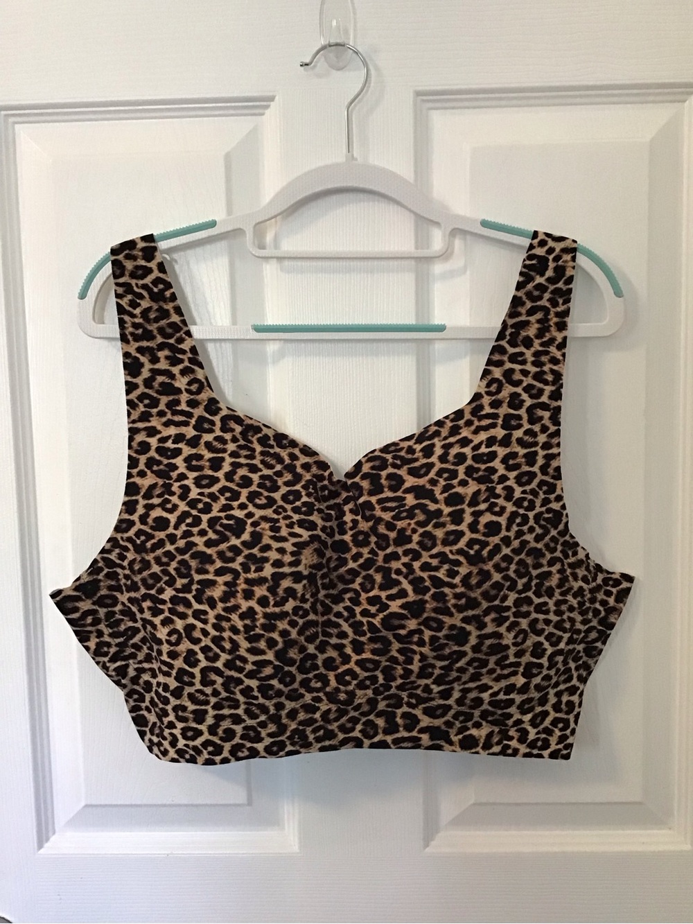 Rhonda Shear Leopard Print Sports Bra - Tan & Black